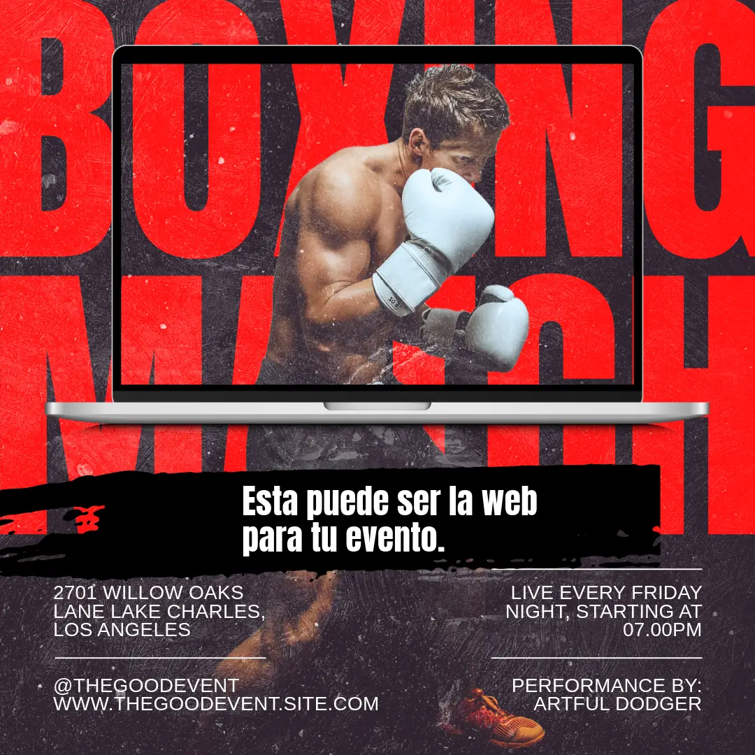 Diseño web para eventos presentado en un computador portátil
